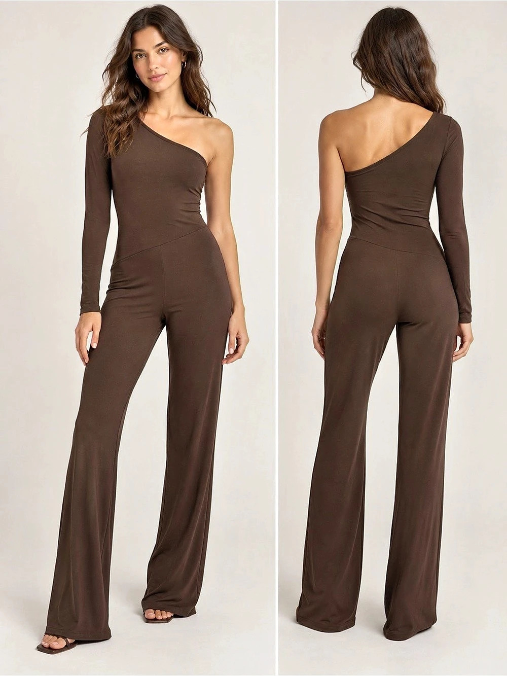 Studio Chocolate Brown One Shoulder Jumpsuit